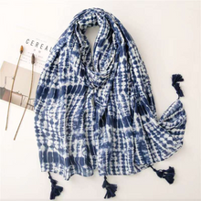 Load image into Gallery viewer, THSS2675: Blue: Tie Dye with Tassels Scarf