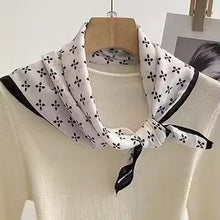 Load image into Gallery viewer, THSS2691: White: Floral Dots Border Scarf