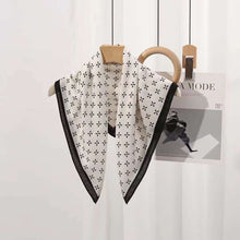 Load image into Gallery viewer, THSS2691: White: Floral Dots Border Scarf