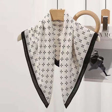 Load image into Gallery viewer, THSS2691: White: Floral Dots Border Scarf