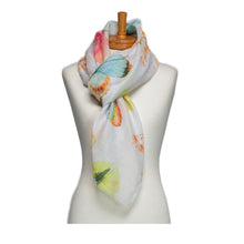 Load image into Gallery viewer, THSS2740: White: Butterfly Floral Scarf