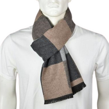 Load image into Gallery viewer, THSS2756: Beige Grey: Plaid Check Scarf