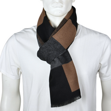 Load image into Gallery viewer, THSS2757: Camel Black: Plaid Check Scarf