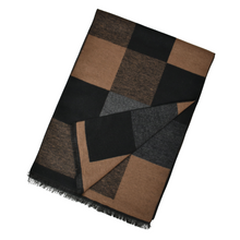 Load image into Gallery viewer, THSS2757: Camel Black: Plaid Check Scarf