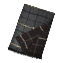 Load image into Gallery viewer, THSS2763: Brown: Reversible Plaid Checked Scarf