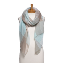 Load image into Gallery viewer, THSS2773: Aqua Beige: Checkered Scarf