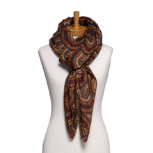 Load image into Gallery viewer, THSS2778: Brown: Outback Mosaic Print Scarf
