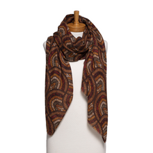 Load image into Gallery viewer, THSS2778: Brown: Outback Mosaic Print Scarf