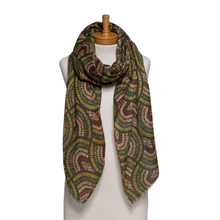 Load image into Gallery viewer, THSS2780: Forest Green: Outback Mosaic Print Scarf - J'adore Gifts