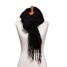 Load image into Gallery viewer, THSS2791: Black: Speckled Fringe Scarf - J'adore Gifts