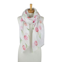 Load image into Gallery viewer, THSS2794: Pink: Blooming Tulips Scarf