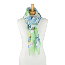 Load image into Gallery viewer, THSS2799: Green: Botanical Bloom Scarf