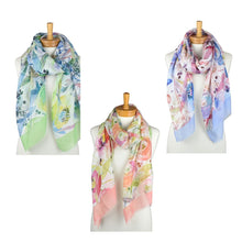 Load image into Gallery viewer, THSS2799: Green: Botanical Bloom Scarf
