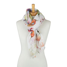 Load image into Gallery viewer, THSS2804: White: Birdsong Garden Scarf