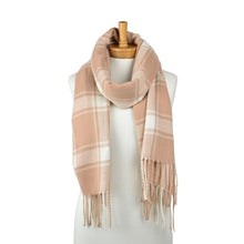 Load image into Gallery viewer, THSS2810: Brown: Checked Fringe Scarf