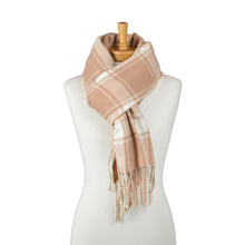Load image into Gallery viewer, THSS2810: Brown: Checked Fringe Scarf