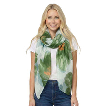 Load image into Gallery viewer, THSS2811: Green: Peony Floral Scarf