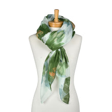 Load image into Gallery viewer, THSS2811: Green: Peony Floral Scarf
