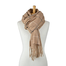 Load image into Gallery viewer, THSS2813: Brown: Grid Check Scarf