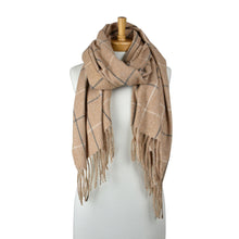 Load image into Gallery viewer, THSS2813: Brown: Grid Check Scarf