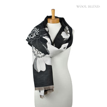 Load image into Gallery viewer, THSS2819: Black: Reversible Floral Scarf