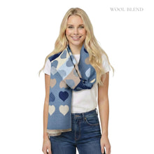 Load image into Gallery viewer, THSS2832: Blue: Reversible Block SweetHearts Scarf