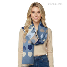 Load image into Gallery viewer, THSS2832: Blue: Reversible Block SweetHearts Scarf