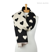 Load image into Gallery viewer, THSS2835: Black: Reversible Hearts Scarf