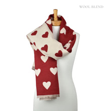 Load image into Gallery viewer, THSS2836: Ruby: Reversible Hearts Scarf