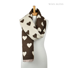 Load image into Gallery viewer, THSS2837: Chocolate: Reversible Hearts Scarf