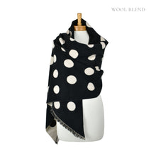Load image into Gallery viewer, THSS2846: Black White: Reversible Polka Dot Scarf