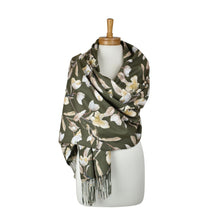 Load image into Gallery viewer, THSS2855: Olive Green: Magnolia Garden Scarf