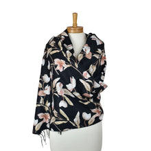 Load image into Gallery viewer, THSS2859: Black: Magnolia Garden Scarf