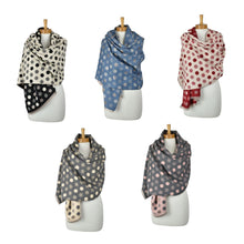Load image into Gallery viewer, THSS2863: Blue: Reversible Multi Polka Dots Scarf