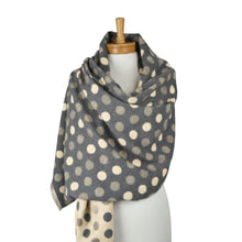 Load image into Gallery viewer, THSS2866: Grey: Reversible Multi Polka Dots Scarf