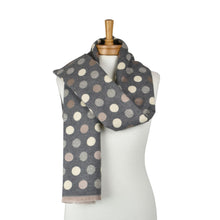 Load image into Gallery viewer, THSS2866: Grey: Reversible Multi Polka Dots Scarf