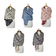 Load image into Gallery viewer, THSS2867: Black: Reversible Multi Polka Dots Scarf