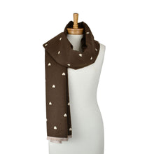 Load image into Gallery viewer, THSS2872: Brown: Reversible Petite Hearts Scarf