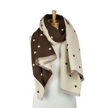 Load image into Gallery viewer, THSS2872: Brown: Reversible Petite Hearts Scarf