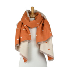 Load image into Gallery viewer, THSS2875: Orange: Reversible Petite Hearts Scarf