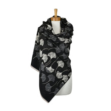 Load image into Gallery viewer, THSS2878: Black: Reversible Multi Gingko Scarf