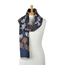 Load image into Gallery viewer, THSS2880: Denim: Reversible Multi Gingko Scarf