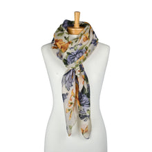 Load image into Gallery viewer, THSS2883: Milk White: Peony Rose Garden Scarf