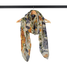 Load image into Gallery viewer, THSS2883: Milk White: Peony Rose Garden Scarf