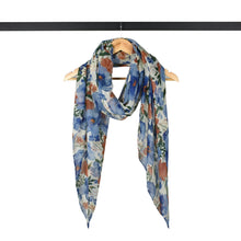 Load image into Gallery viewer, THSS2885: Blue: Botanical Garden Floral Scarf