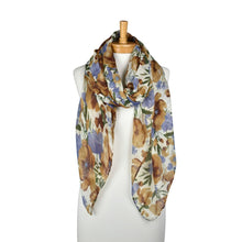 Load image into Gallery viewer, THSS2886: Brown: Botanical Garden Floral Scarf