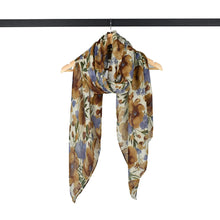 Load image into Gallery viewer, THSS2886: Brown: Botanical Garden Floral Scarf