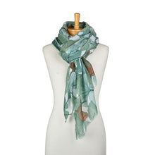 Load image into Gallery viewer, THSS2893: Green: Ginkgo Leaf Scarf