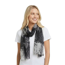 Load image into Gallery viewer, THSS2896: Black White: Abstract Brushstroke Scarf
