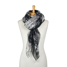 Load image into Gallery viewer, THSS2896: Black White: Abstract Brushstroke Scarf